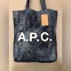 A.P.C. Blue and Gold Tote Bag